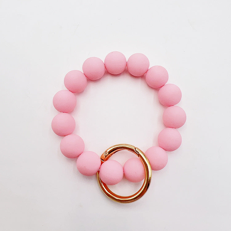 Wholesale Solid Color Silicone Handmade Beaded Wrist Keychain